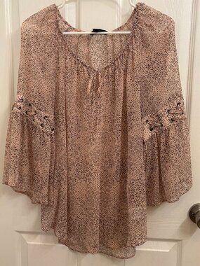 Style & Co Sheer Bell Sleeve Tunic size M